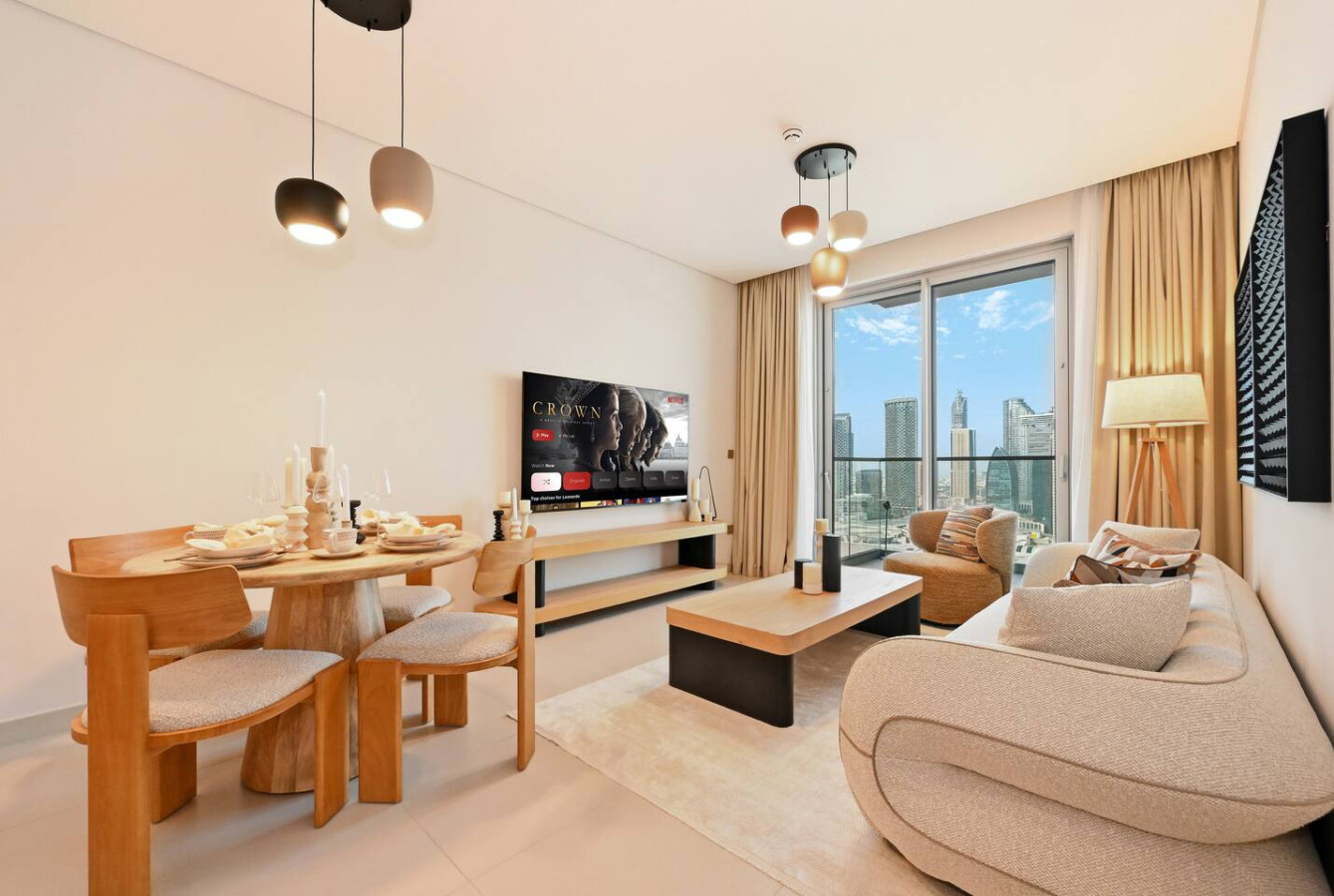 A carefully furnished WiseStay living and dining room